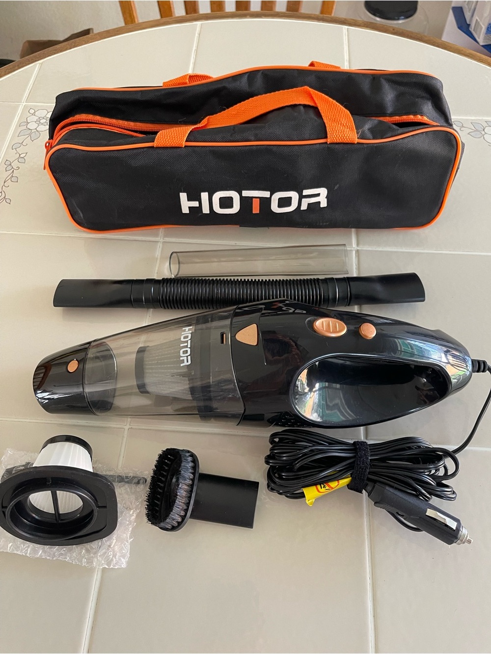 Black & Orange Handheld Car Vacuum Cleaner with Accessories Slightly Used